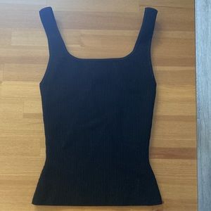 Black Babaton Sculpt Knit Square Neck Tank